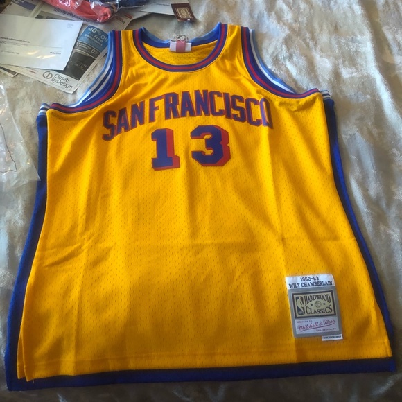 62-63 Wilt chamberlain Mitchell & ness Golden state warrior’s throwback jersey L - Picture 4 of 5